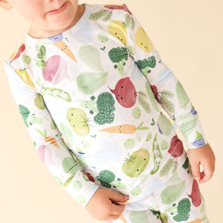 Bamboo Long Sleeve Pajama Set - Vernon (Veggies) Posh Peanut Size: 3T-4T