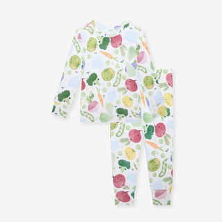 Bamboo Long Sleeve Pajama Set - Vernon (Veggies) Posh Peanut Size: 3T-4T