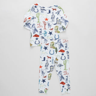 Bamboo Long Sleeve Pajama Set - Western Dreams Pink Chicken Size: 18-24 Months