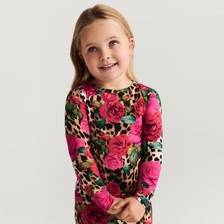 Bamboo Long Sleeve Pajama Set - Wild Roses Posh Peanut