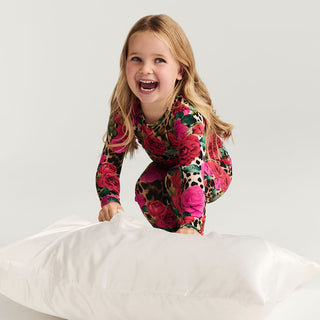 Bamboo Long Sleeve Pajama Set - Wild Roses Posh Peanut