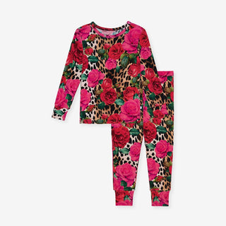 Bamboo Long Sleeve Pajama Set - Wild Roses Posh Peanut