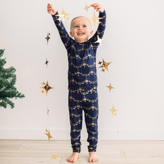 Bamboo Long Sleeve Pajama Set - Winter Garland KicKee Pants Size: 2T