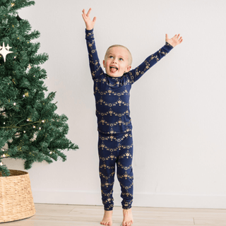 Bamboo Long Sleeve Pajama Set - Winter Garland KicKee Pants Size: 2T