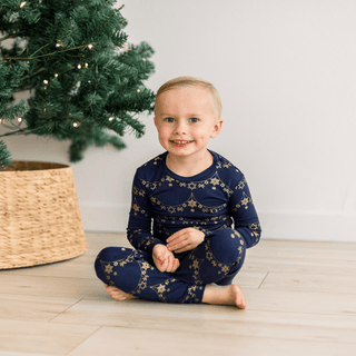 Bamboo Long Sleeve Pajama Set - Winter Garland KicKee Pants Size: 2T