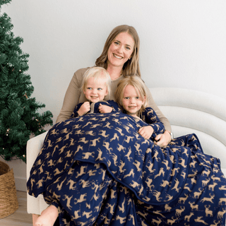 Bamboo Long Sleeve Relaxed Tee & Pajama Pants Set - Peacoat Elk KicKee Pants Size: XS