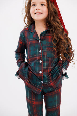 Bamboo Long Sleeve Ruffle Flare Set - Holiday Heritage Plaid