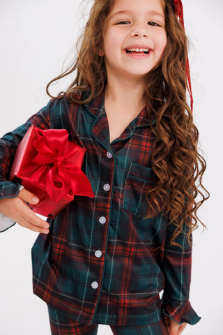 Bamboo Long Sleeve Ruffle Flare Set - Holiday Heritage Plaid