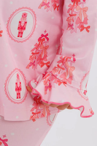 Bamboo Long Sleeve Ruffle Flare Set - Wrapped in Bows In My Jammers