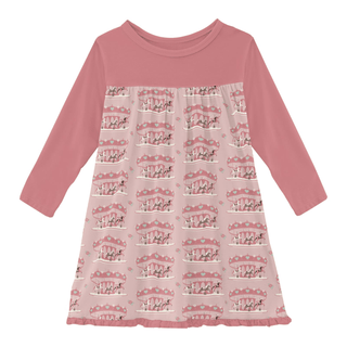Bamboo Long Sleeve Swing Dress - Baby Rose Fair CarouselKicKee PantsSize: 2T
