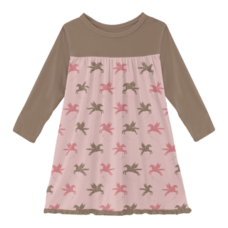 Bamboo Long Sleeve Swing Dress - Baby Rose PegasusKicKee PantsSize: 2T