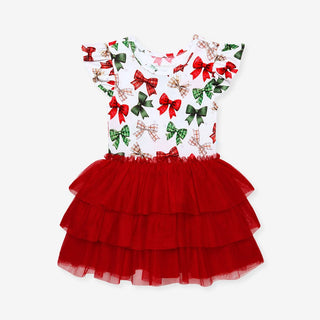 Bamboo Ruffled Tulle Dress - Christabel (Bows) Posh Peanut Size: 2T