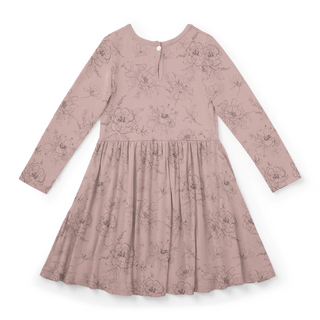 Bamboo Long Sleeve Twirl Dress with Pockets - Baby Rose Pencil Floral