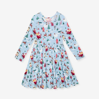 Bamboo Long Sleeve Twirl Dress - Christmasville Posh Peanut Size: 2T