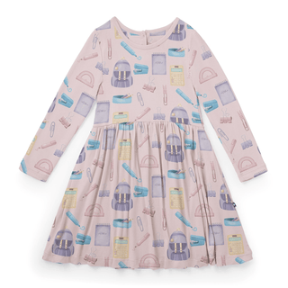 Bamboo Long Sleeve Twirl Dress with Pockets - Shrinking Violet School Girl