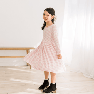 Bamboo Long Sleeve Twirl Dress with Pockets - Blossom Breeze Stripe