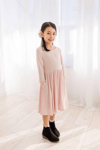 Bamboo Long Sleeve Twirl Dress with Pockets - Blossom Breeze Stripe