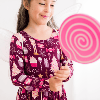 Bamboo Long Sleeve Twirl Dress with Pockets - Melody Sugar Plum KicKee Pants Size: 2T