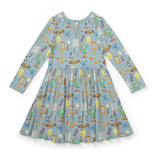 Bamboo Long Sleeve Twirl Dress with Pockets - Spring Sky Science