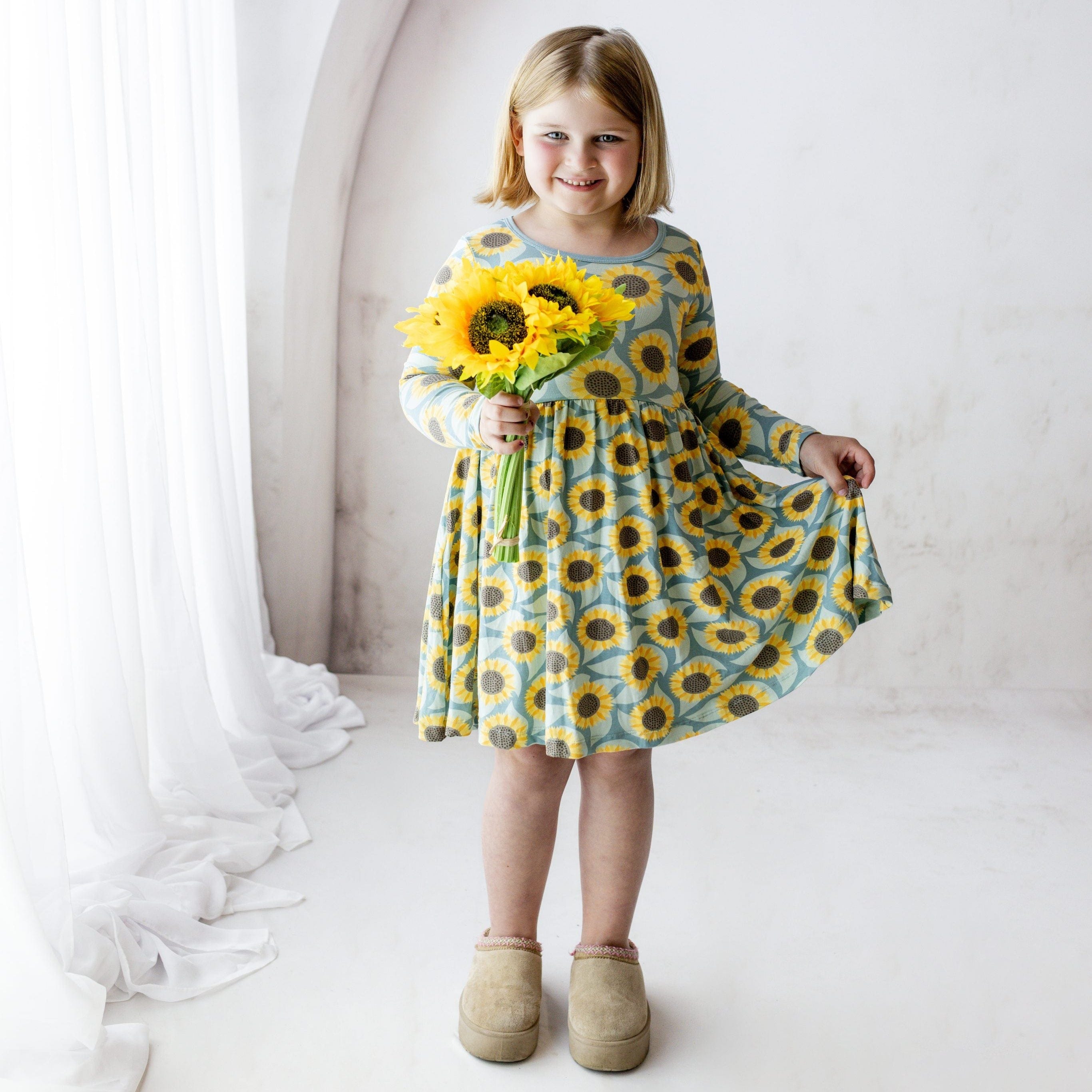 Bamboo Long Sleeve Twirl Dress with Pockets