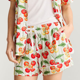 Bamboo Luxe Pajama Set with Shorts - Cherry Tomatoes Posh Peanut