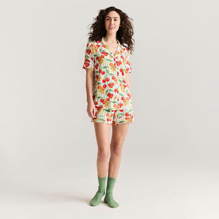 Bamboo Luxe Pajama Set with Shorts - Cherry Tomatoes Posh Peanut