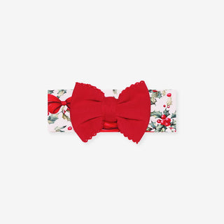 Bamboo Luxe Picot Bow Headwrap - Happy Holly-Days
