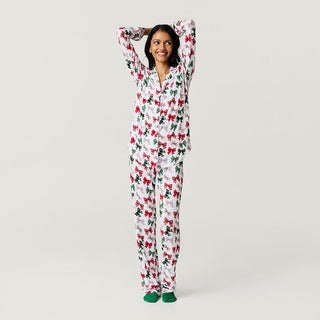 Bamboo Luxe Top & Pajama Pant Set - Christabel (Bows) Posh Peanut Size: S