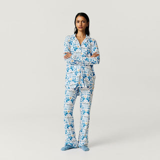 Bamboo Luxe Top & Pajama Pant Set - Lior (Hanukkah) Posh Peanut Size: S