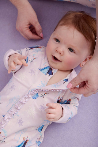 Magnetic Ruffle Convertible Footie Romper - Frozen Magnetic Me Size: 9-12 Months