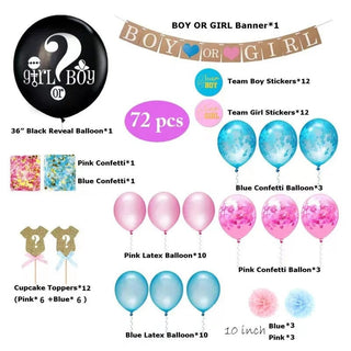 Baby Riddle Gender Reveal Party Supplies Kit - 72 Pieces | Baby Riddle