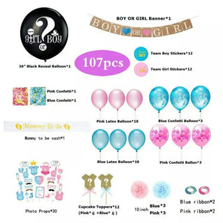 Baby Riddle Gender Reveal Party Supplies Kit - 107 Pieces | Baby Riddle
