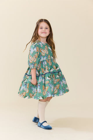 Cotton Maribelle Dress - Green Butterflies