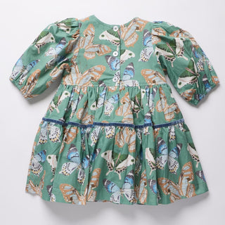 Cotton Maribelle Dress - Green Butterflies