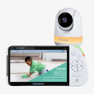 Babysense Max View: Video Baby Monitor with 1 or 2 Cameras, Non Wifi, Split Screen, Night Light & Sound Machine Video Monitor Baby Monitors