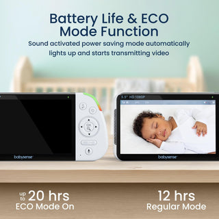 Babysense Max View: Video Baby Monitor with 1 or 2 Cameras, Non Wifi, Split Screen, Night Light & Sound Machine Video Monitor Baby Monitors
