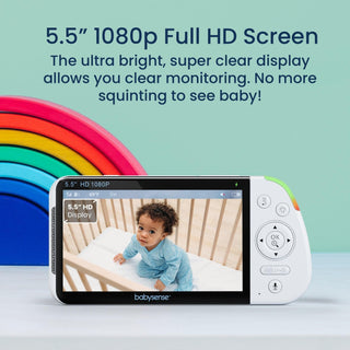 Babysense Max View: Video Baby Monitor with 1 or 2 Cameras, Non Wifi, Split Screen, Night Light & Sound Machine Video Monitor Baby Monitors