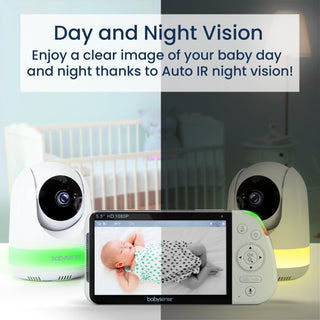 Babysense Max View: Video Baby Monitor with 1 or 2 Cameras, Non Wifi, Split Screen, Night Light & Sound Machine Video Monitor Baby Monitors