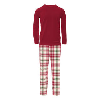 Men's Bamboo Long Sleeve Pajama Set - Fireside Plaid KicKee Pants Size: S