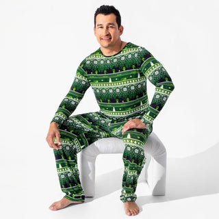 Men's Bamboo Long Sleeve Pajama Set - Minecraft Christmas Bellabu Bear Size: S
