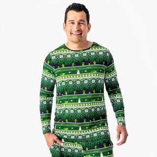 Men's Bamboo Long Sleeve Pajama Set - Minecraft Christmas Bellabu Bear Size: S