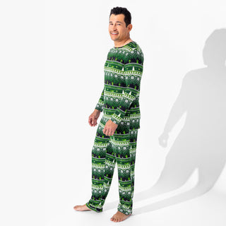 Men's Bamboo Long Sleeve Pajama Set - Minecraft Christmas Bellabu Bear Size: S