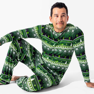 Men's Bamboo Long Sleeve Pajama Set - Minecraft Christmas Bellabu Bear Size: S