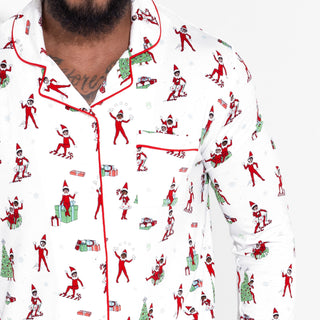 Men's Bamboo Long Sleeve Pajama Set - The Elf On the Shelf Bellabu Bear Size: S