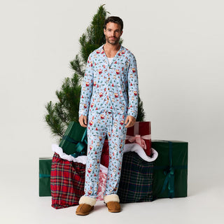 Bamboo Men's Luxe Top & Pajama Pant Set - Christmasville Posh Peanut Size: M