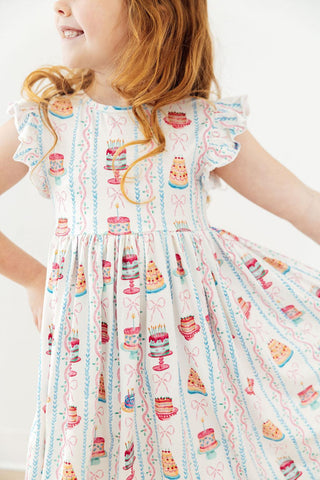 Birthday Cakes Flutter Sleeve Twirl Dress Twirl Dress Flutter Mila & Rose ® Size: 6-12M