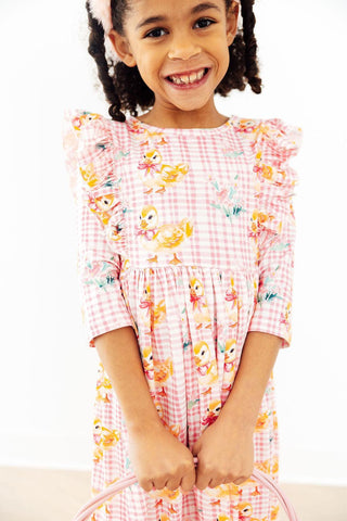 Daisy Ducklings 3/4 Sleeve Ruffle Twirl Dress Twirl Ruffle Dress 3/4 Mila & Rose ® Size: 6-12M
