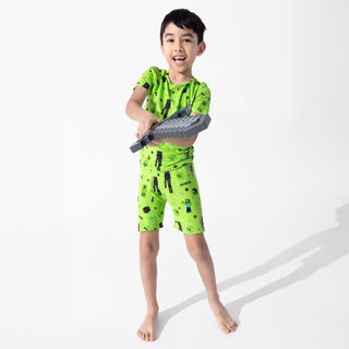 Bamboo Short Sleeve Pajama Set with Shorts - Minecraft Mob Squad Baby & Toddler Sleepwear Bellabu Bear Size: 4T