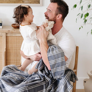Minky Stretch Receiving Blankets Saranoni Color: Neutral Checkered