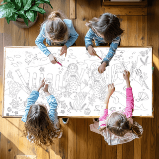 Mermaid Coloring Tablecloth Posters Creative Crayons Workshop Style: Personalized